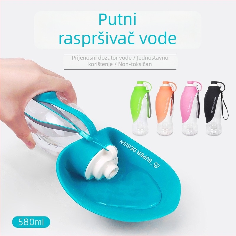Posuda za vodu za pse, silikon, 580 ml, prijenosna za vanjsku upotrebu, s automatskim hranjenjem, marka Hupp