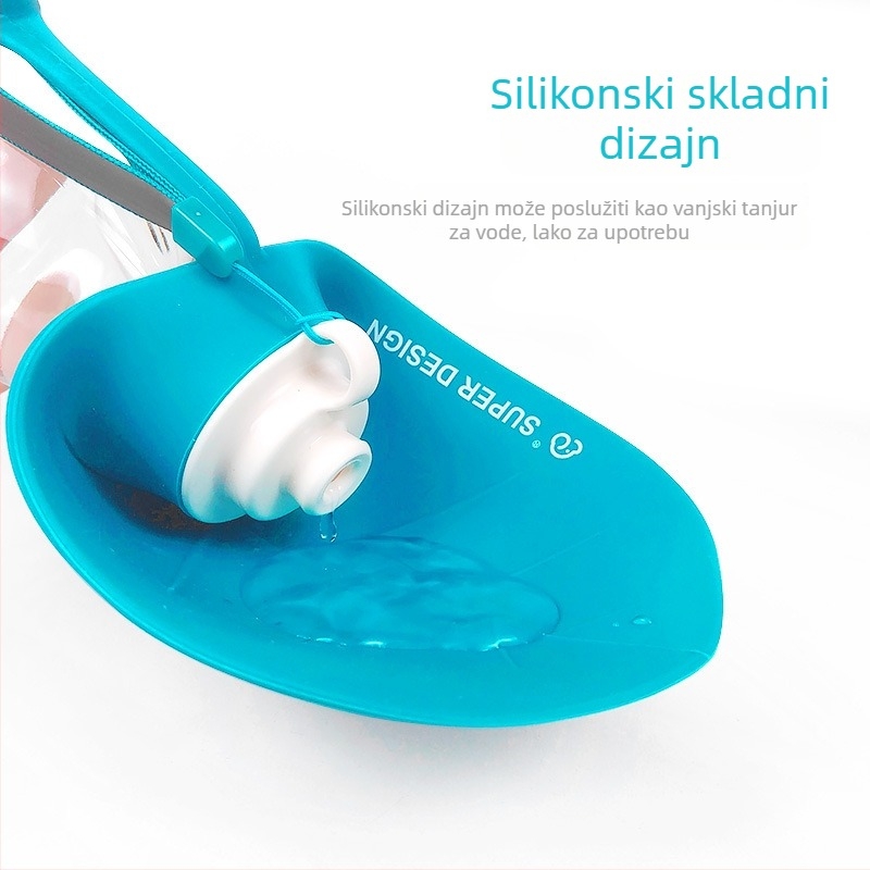 Posuda za vodu za pse, silikon, 580 ml, prijenosna za vanjsku upotrebu, s automatskim hranjenjem, marka Hupp