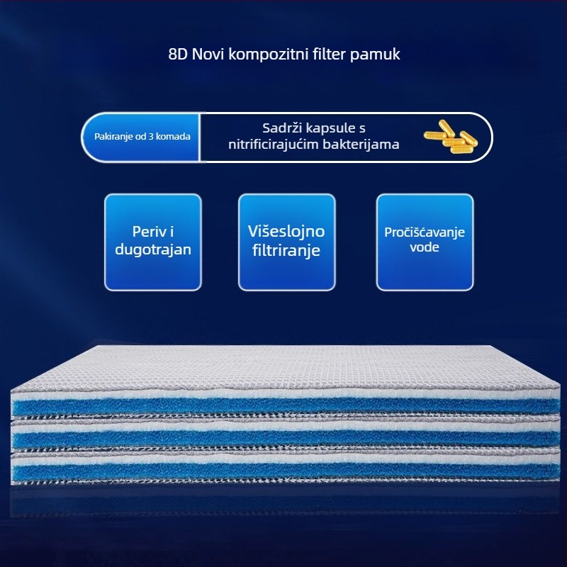 Naypet filtarna vata za akvarij – bez ljepila, 8D, debeljena