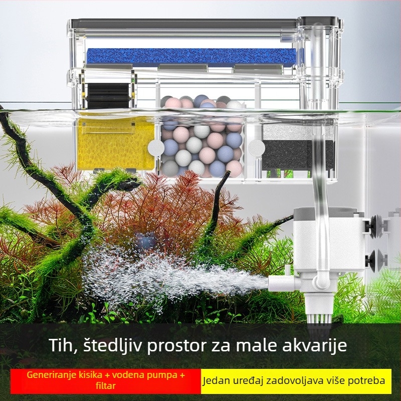 Zidni filter za akvarij s cirkulacijom, 3-u-1 oksigenacija i pročišćavanje vode, plastika, Songbao 22222