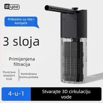 Potopna pumpa za akvarij s trostrukim filtriranjem i cirkulacijom, plastično kućište, filtracijska pamuk