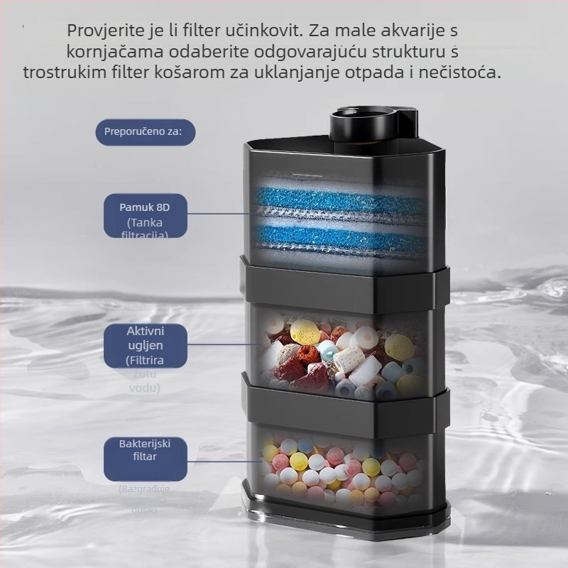 Potopna pumpa za akvarij s trostrukim filtriranjem i cirkulacijom, plastično kućište, filtracijska pamuk