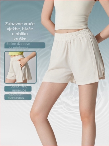 Ženske sportske kratke hlače, brzo se suše, prozračne, smjesa kemijskih vlakana, 90% poliester, 10% elastan, ljeto 2024