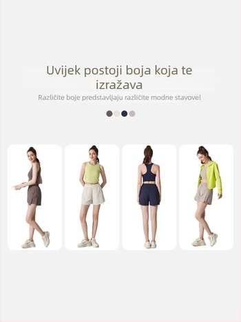 Ženske sportske kratke hlače, brzo se suše, prozračne, smjesa kemijskih vlakana, 90% poliester, 10% elastan, ljeto 2024