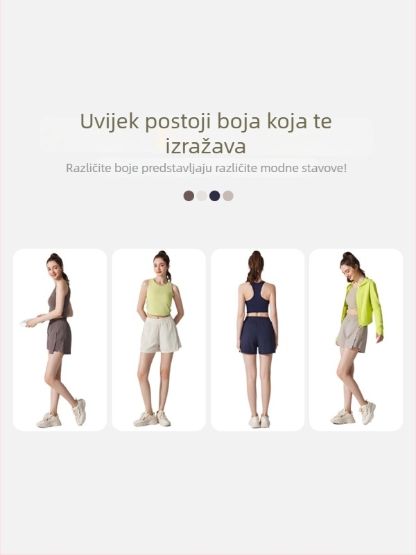 Ženske sportske kratke hlače, brzo se suše, prozračne, smjesa kemijskih vlakana, 90% poliester, 10% elastan, ljeto 2024