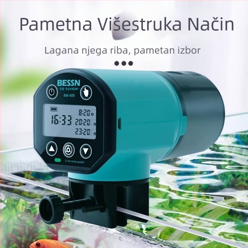Automatska hranilica za ribice u akvariju, plastična konstrukcija, brend BESSN, komplet, pogodno za akvarij
