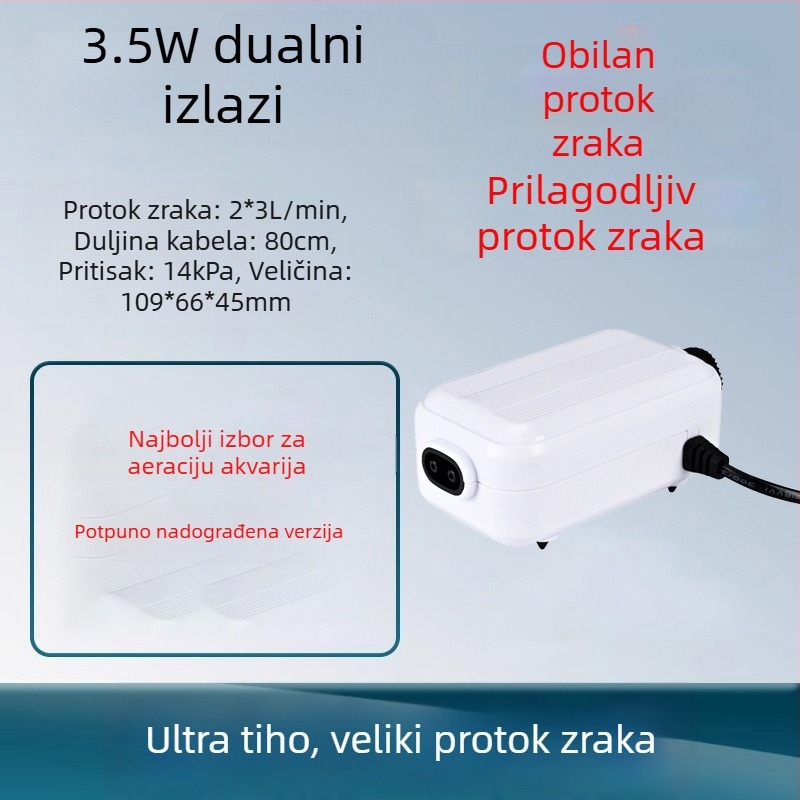 Pumpa za kisik za akvarij – izuzetno tiha, oksigenator za kućnu upotrebu, OEM-kompatibilna, domaća proizvodnja