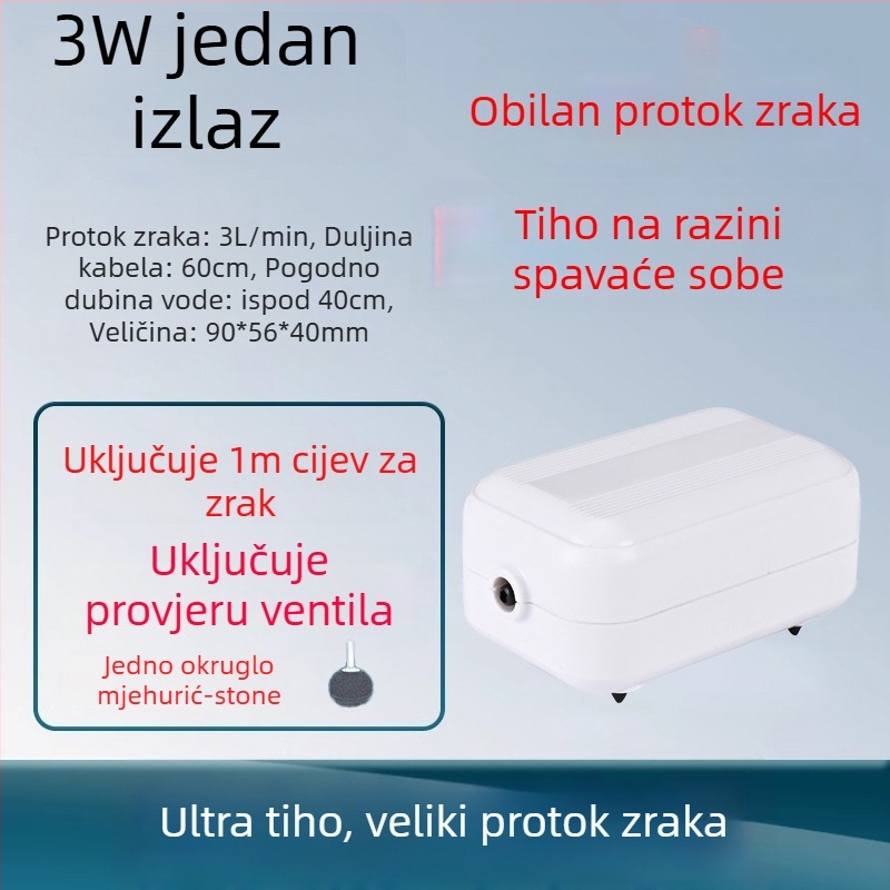 Pumpa za kisik za akvarij – izuzetno tiha, oksigenator za kućnu upotrebu, OEM-kompatibilna, domaća proizvodnja