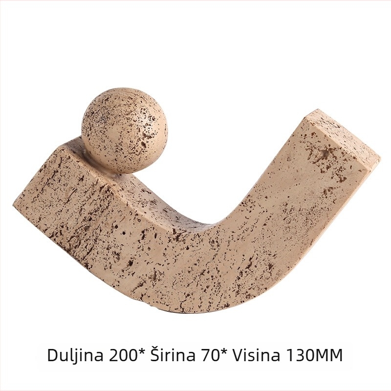 Geometrijska abstraktna kugla s kukom – moderna umjetnička dekorativna figurica od smole, za dnevni boravak i ured; Materijal: sintetička smola; Pakiranje: karton