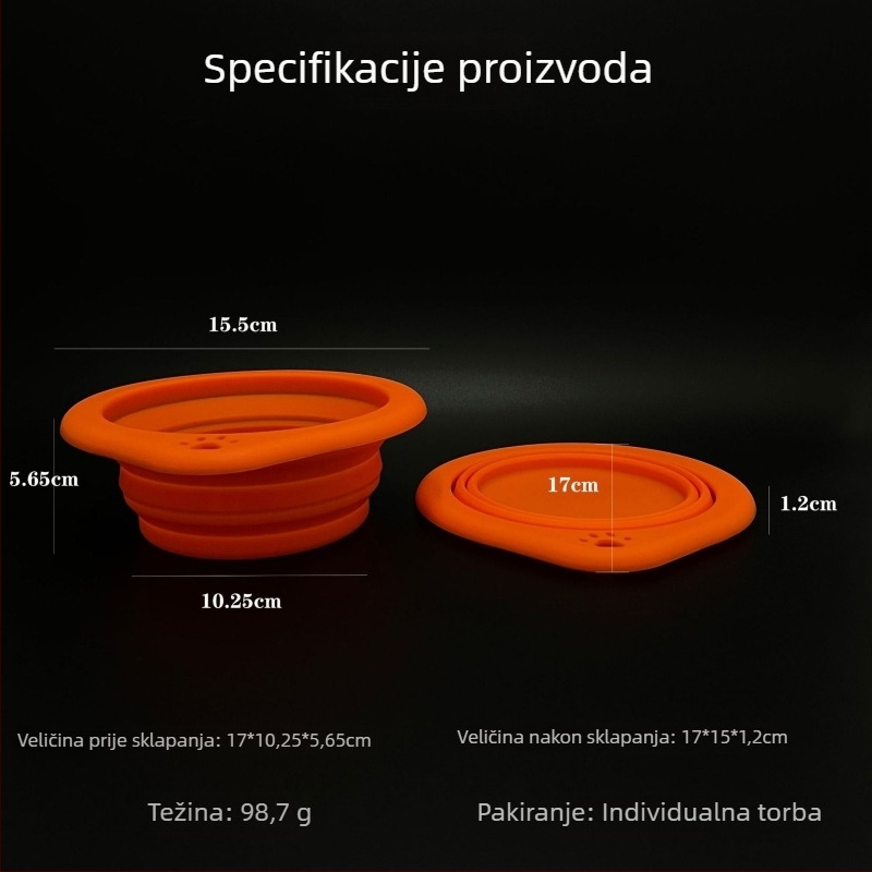 Kružna sklopiva silikonska posuda za kućne ljubimce, vanjska prijenosna zdjela za hranjenje i piće, zdjela za mačke i pse