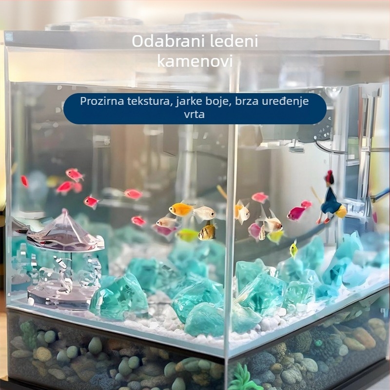 Nepravilno oblikovani stakleni kamen za dno vrta i akvarija, 500 g, 1 kom