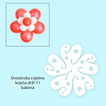 Klip za balon dekoraciju, oblik šljive cvijeta, dvostruki debeli dizajn, od plastike, otisnuti logo