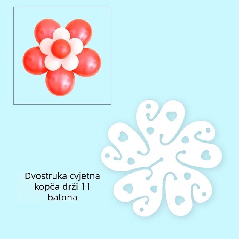 Klip za balon dekoraciju, oblik šljive cvijeta, dvostruki debeli dizajn, od plastike, otisnuti logo