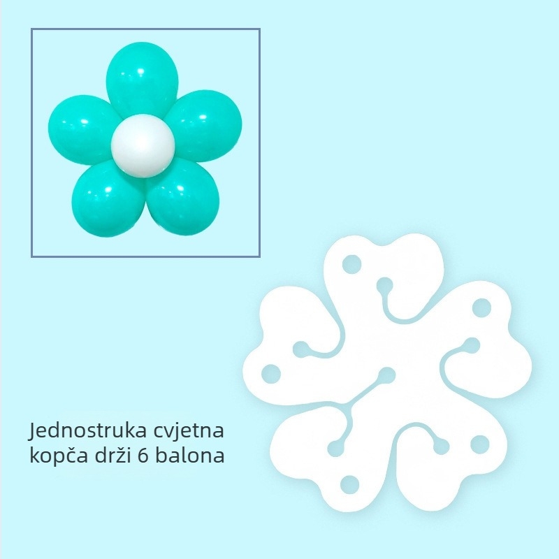 Klip za balon dekoraciju, oblik šljive cvijeta, dvostruki debeli dizajn, od plastike, otisnuti logo