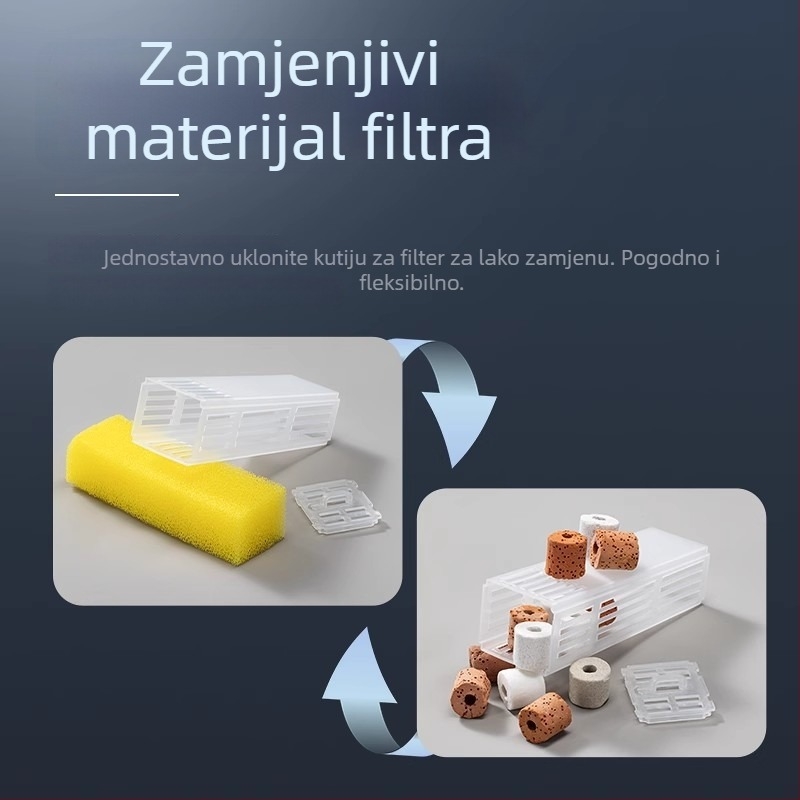 Yee filtr za akvarij, zidni vanjski, kompaktni 3-u-1 filtr, tih rad, membrana za uklanjanje masne sloje i cirkulaciju vode