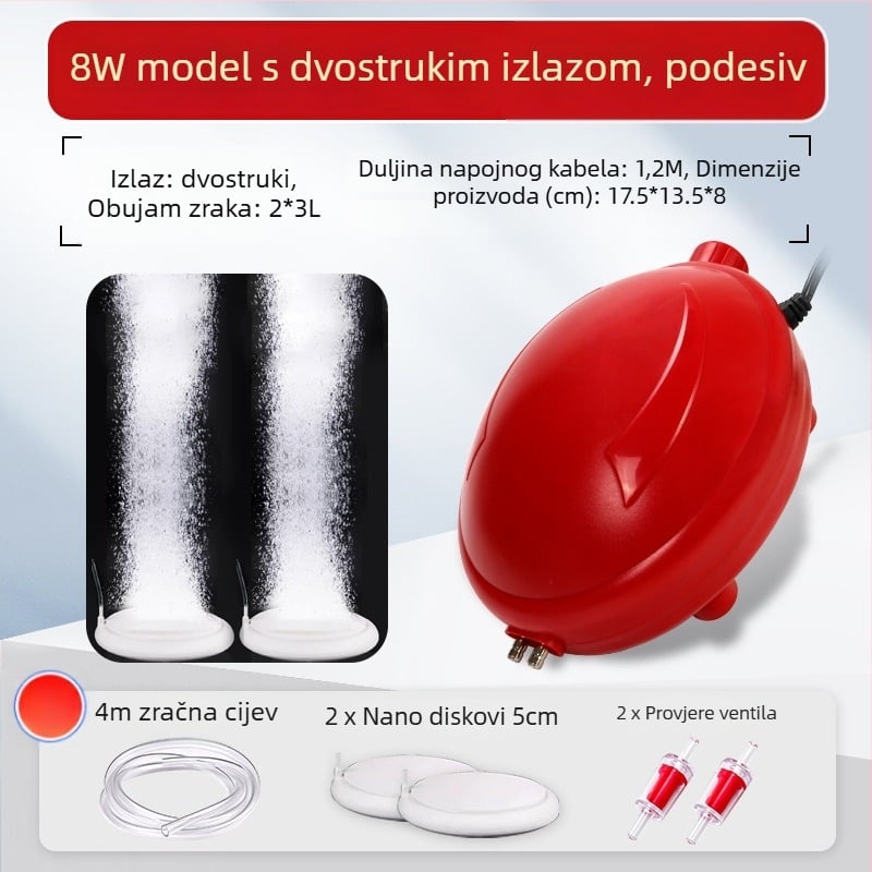 Naichong DC napajana pumpa za oksigeniranje akvarija s podešavanjem protoka zraka i dubinskim oksigeniranjem.