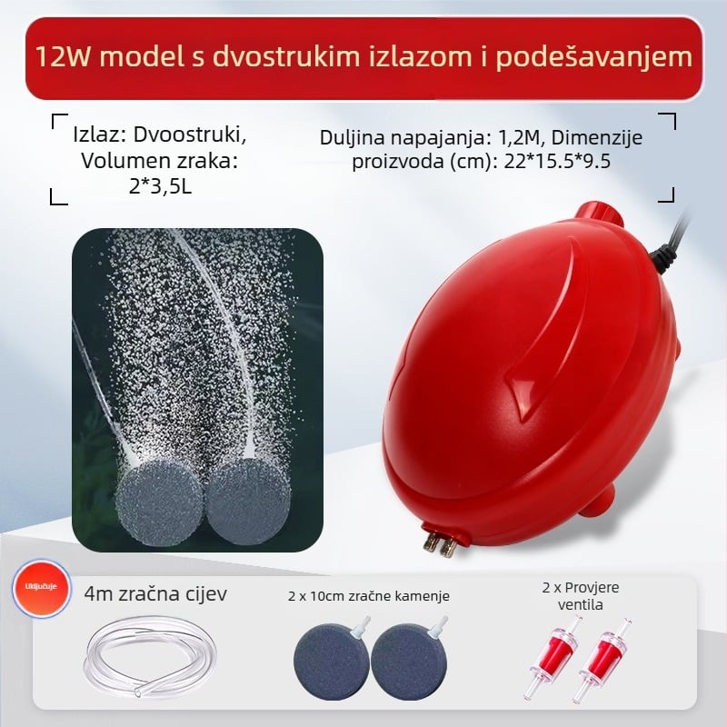 Naichong DC napajana pumpa za oksigeniranje akvarija s podešavanjem protoka zraka i dubinskim oksigeniranjem.