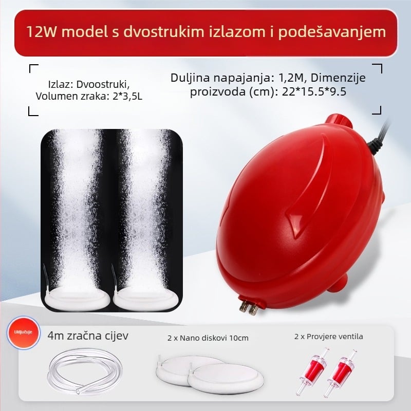 Naichong DC napajana pumpa za oksigeniranje akvarija s podešavanjem protoka zraka i dubinskim oksigeniranjem.