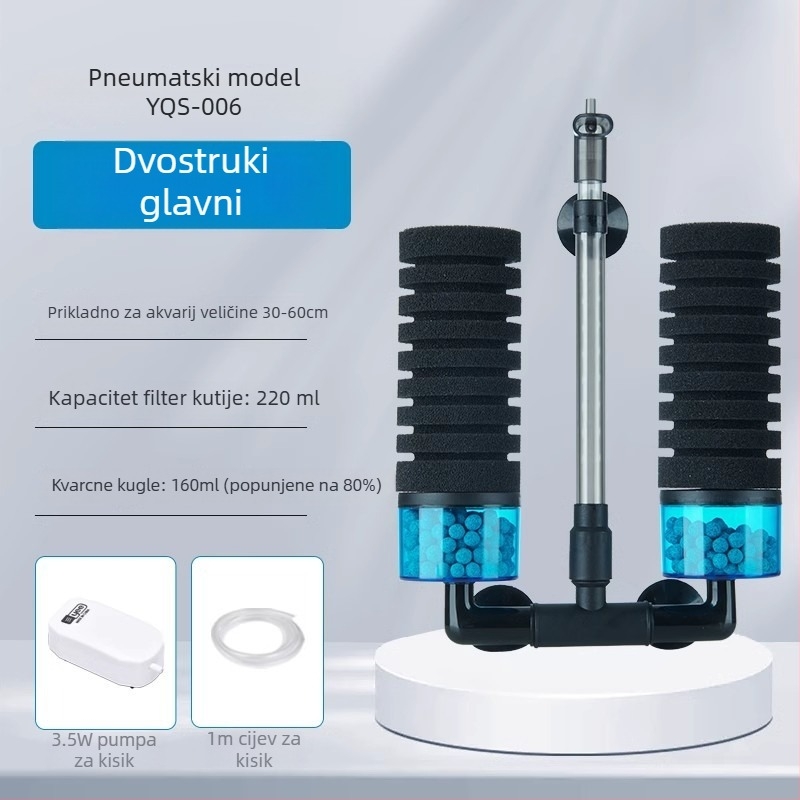 yee Električni filter za akvarij i pumpa za kisik s ugrađenom tri u jednoj funkcijom, tih rad, kruženje vode, plastično kućište, koristi filtracijsku vatu