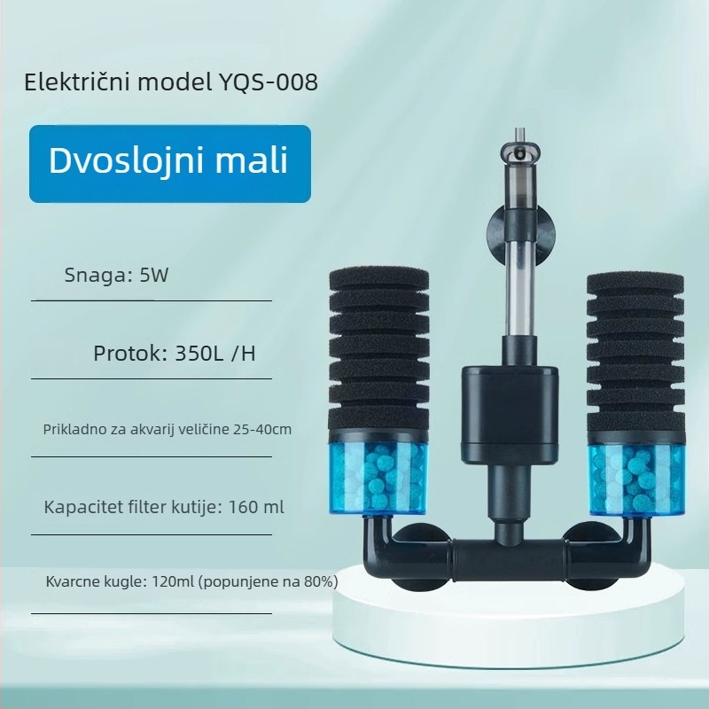 yee Električni filter za akvarij i pumpa za kisik s ugrađenom tri u jednoj funkcijom, tih rad, kruženje vode, plastično kućište, koristi filtracijsku vatu