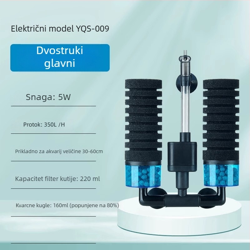 yee Električni filter za akvarij i pumpa za kisik s ugrađenom tri u jednoj funkcijom, tih rad, kruženje vode, plastično kućište, koristi filtracijsku vatu
