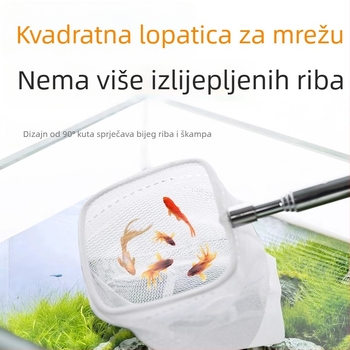 Nehrđajući čelična sklopiva mreža za ribolov s dugim drškom, kružni i kvadratni oblik (50 g)