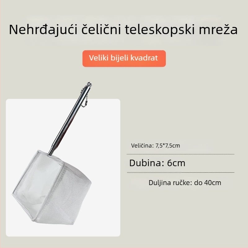 Nehrđajući čelična sklopiva mreža za ribolov s dugim drškom, kružni i kvadratni oblik (50 g)