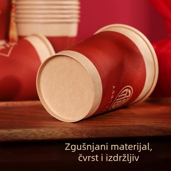 Jednokratne papirnate čaše za useljavanje s tekstualnim uzorkom, pakiranje: OPP vrećica, materijal: papir, prikladno za Kineski Dan zaljubljenih