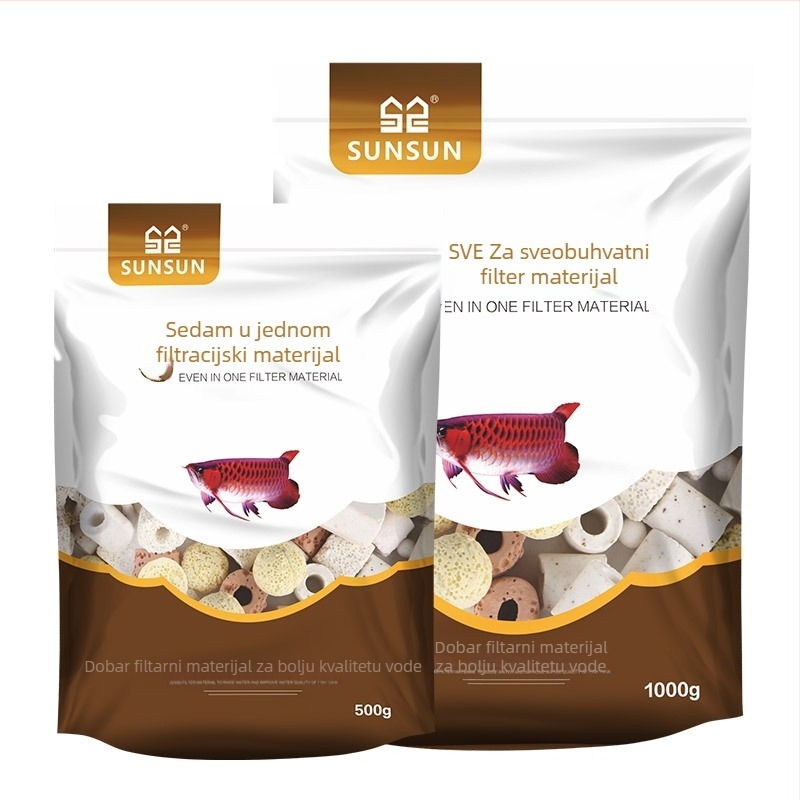 Materijal za filtriranje akvarija – Sedam u jednom filtriranje s keramnim prstenom, biokemijskim kuglicama, maifan kamenjem, vulkanskim kamenom; 0,5 kg; Marka Sensen; Za slatkovodne ribe