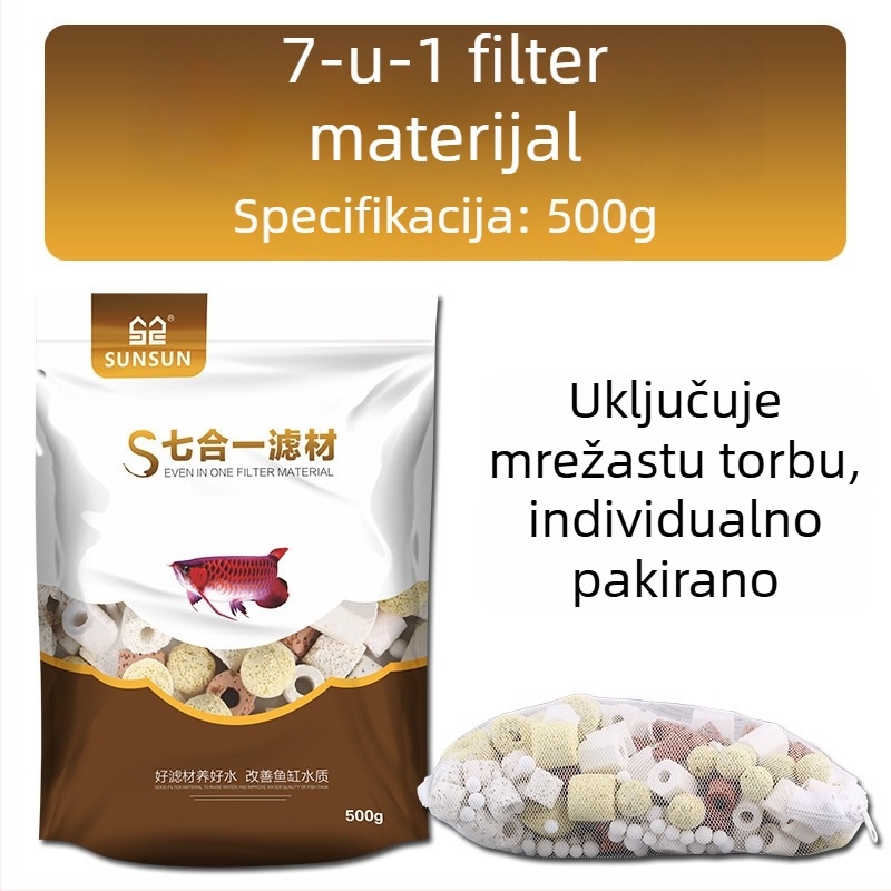 Materijal za filtriranje akvarija – Sedam u jednom filtriranje s keramnim prstenom, biokemijskim kuglicama, maifan kamenjem, vulkanskim kamenom; 0,5 kg; Marka Sensen; Za slatkovodne ribe