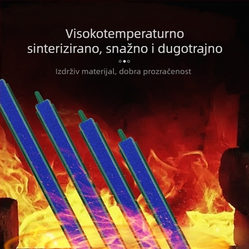 Set za aeraciju akvarija: zračni kamen, zračna cijev, zid mjehurića i pijeskovita traka — pijeskovasti plast