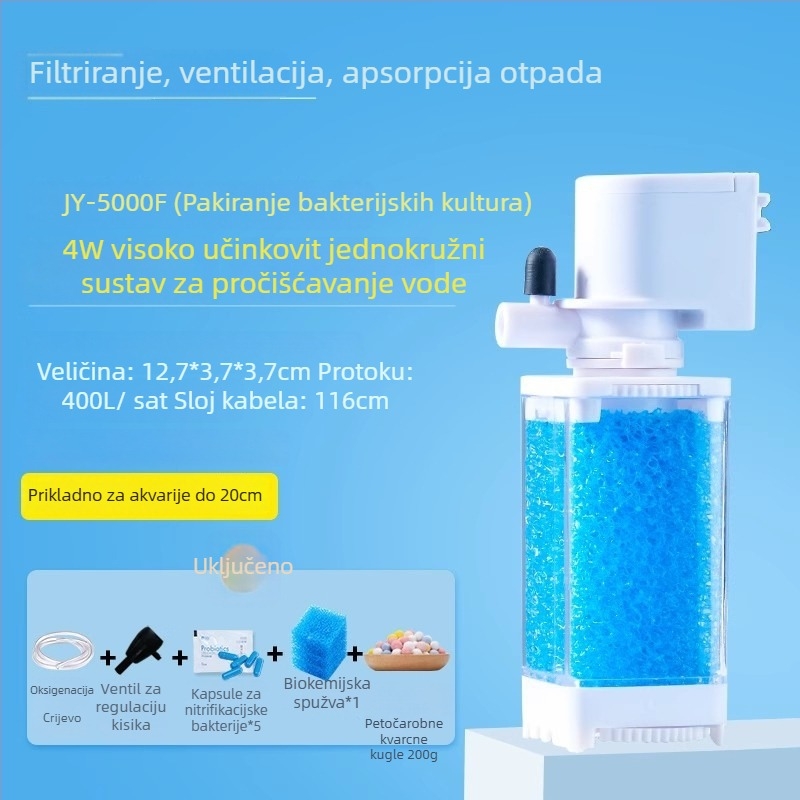 Yee sustav filtracije za akvarij - 3-u-1 integrirana pumpa za filtriranje s cirkulacijom, usisom i oksigenacijom (plastika)