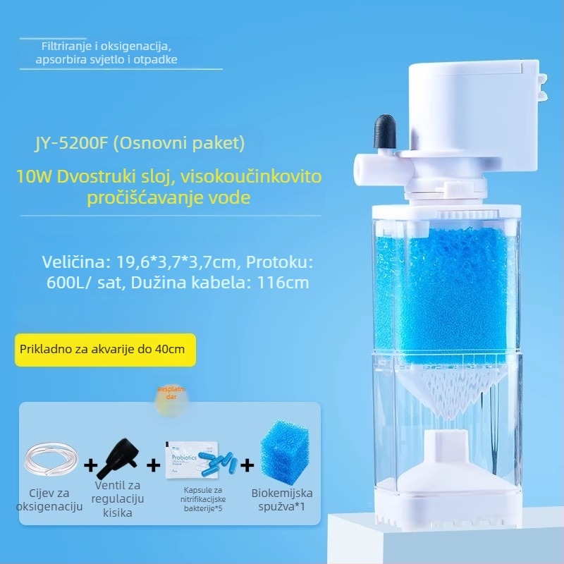 Yee sustav filtracije za akvarij - 3-u-1 integrirana pumpa za filtriranje s cirkulacijom, usisom i oksigenacijom (plastika)