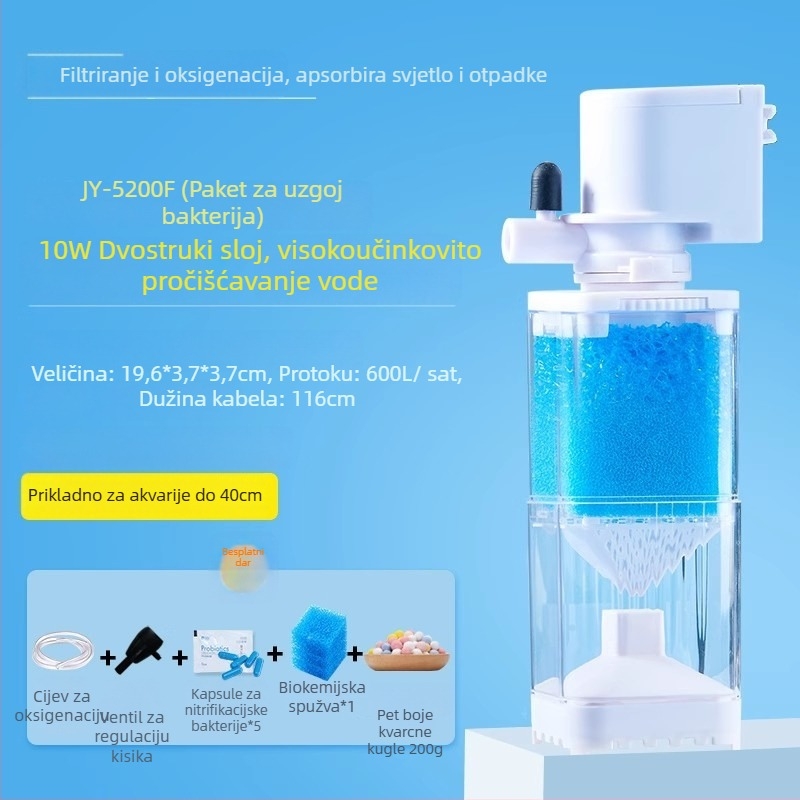 Yee sustav filtracije za akvarij - 3-u-1 integrirana pumpa za filtriranje s cirkulacijom, usisom i oksigenacijom (plastika)
