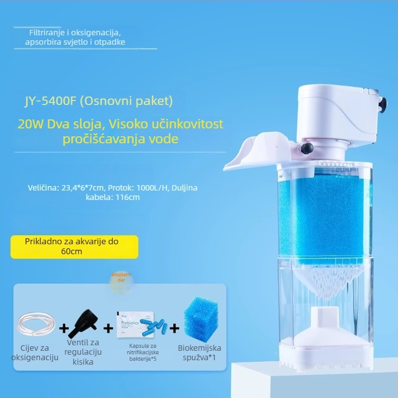 Yee sustav filtracije za akvarij - 3-u-1 integrirana pumpa za filtriranje s cirkulacijom, usisom i oksigenacijom (plastika)