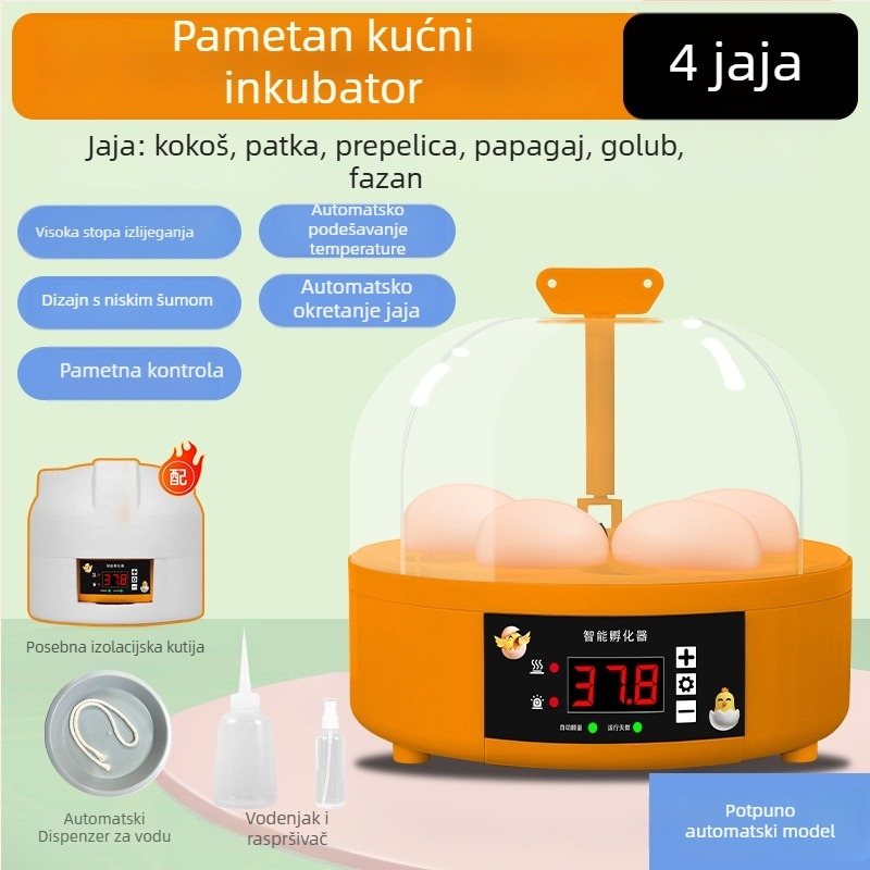 Kućni inkubator za jaja s automatskim okretanjem, kapacitet 6 jaja, za piliće i prepelice