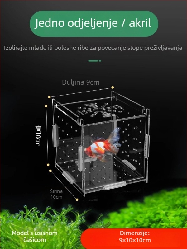 Akrilna izolacijska kutija za akvarij – inkubacijska kutija za guppe, mlade kornjače, Betta i tropske ribe; Materijal: akril; Podrijetlo: Hebei; Kategorija: oprema za akvarij