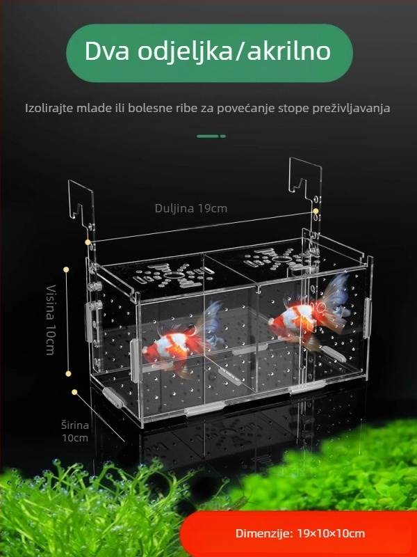 Akrilna izolacijska kutija za akvarij – inkubacijska kutija za guppe, mlade kornjače, Betta i tropske ribe; Materijal: akril; Podrijetlo: Hebei; Kategorija: oprema za akvarij