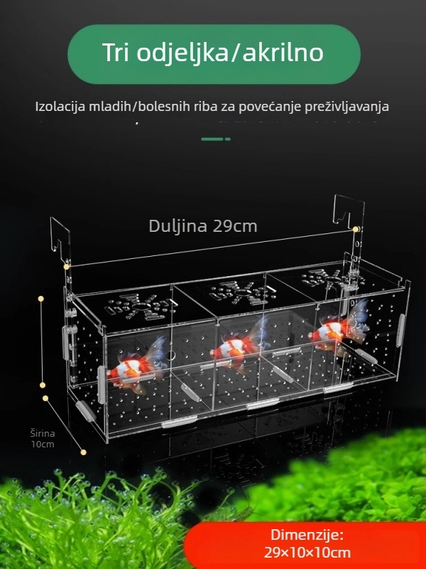 Akrilna izolacijska kutija za akvarij – inkubacijska kutija za guppe, mlade kornjače, Betta i tropske ribe; Materijal: akril; Podrijetlo: Hebei; Kategorija: oprema za akvarij
