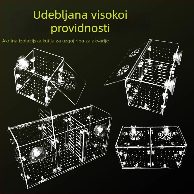 Akrilna izolacijska kutija za akvarij – inkubacijska kutija za guppe, mlade kornjače, Betta i tropske ribe; Materijal: akril; Podrijetlo: Hebei; Kategorija: oprema za akvarij