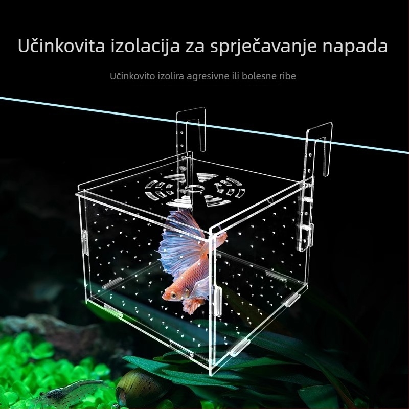 Akrilna izolacijska kutija za akvarij – inkubacijska kutija za guppe, mlade kornjače, Betta i tropske ribe; Materijal: akril; Podrijetlo: Hebei; Kategorija: oprema za akvarij