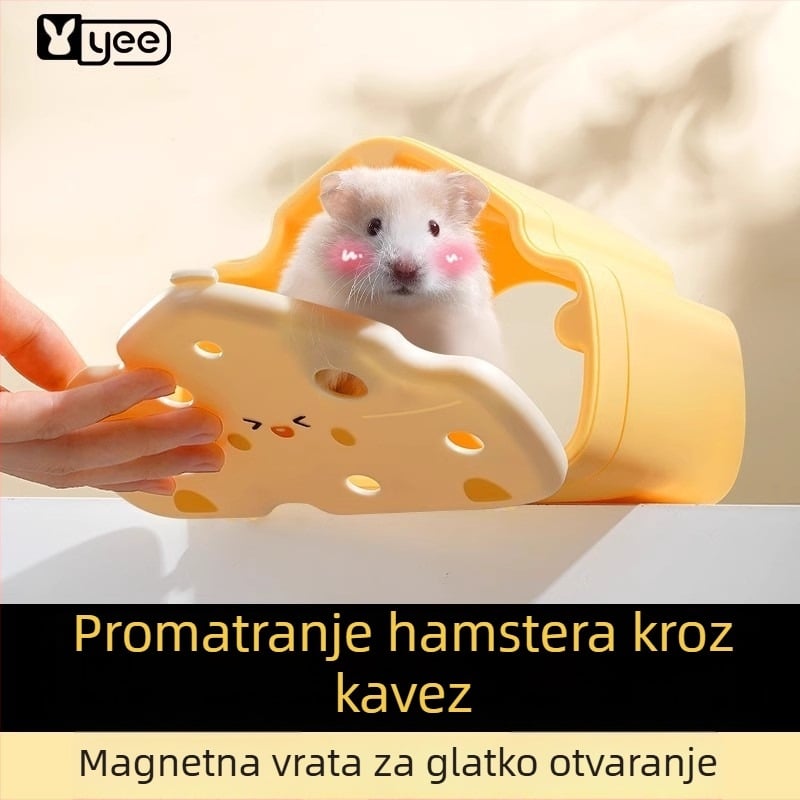 Hrčak kućica za sklonište sa vidljivim prozorom i preklopnim poklopcem za promatranje | ABS • Yee marka • Četiri godišnja doba • Za hrčka