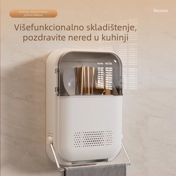 Zidni držač za štapiće | kuhinja, PP materiál, serija Chopstick Tube, posuda za odvod žlica, moguć ispis loga