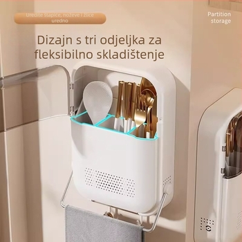 Zidni držač za štapiće | kuhinja, PP materiál, serija Chopstick Tube, posuda za odvod žlica, moguć ispis loga