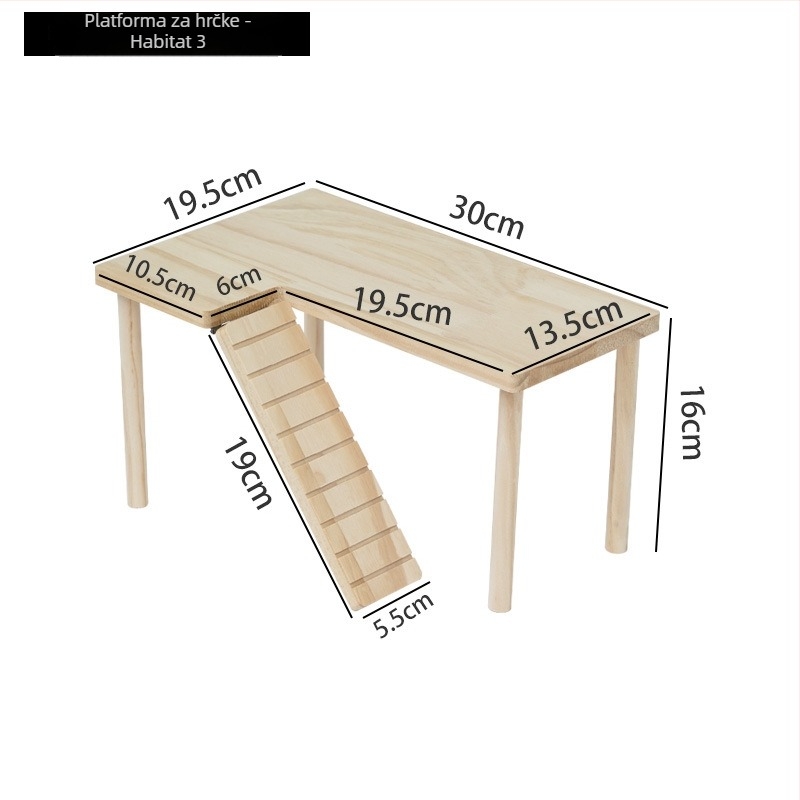 Drvena platforma za hamster za ukrašavanje kaveza, masivno drvo, bez uvoza, marka: Drugo