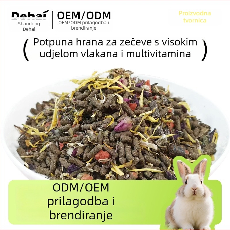 Suha hrana za zečeve - visoka vlakna za odrasle i mlade zečeve, 200 g, porijeklo Zaozhuang, Shandong