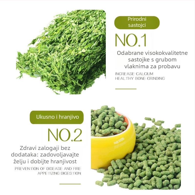 Suha hrana za mlade zečeve i guinejske svinje — lucernine pellete, 150 g, marka Running around