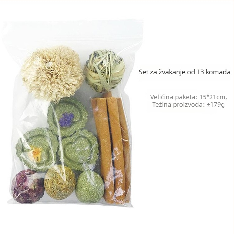 Suha hrana za mala životinje: zec, hrčak, kunić i činčila; sastav: mrkvino/travnata torta; pakiranje 80 kom.; težina otprilike 200 g