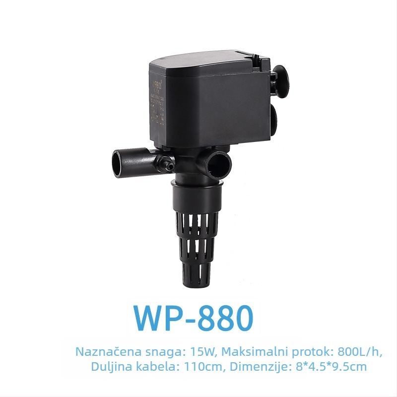 Plastična potapajuća pumpa za akvarij – tri u jednom, filtracija i oksigenacija