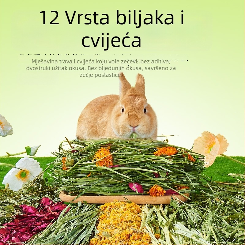 Yee zec sijeno — smjesa 12 vrsta: Timothy trava, lucerna, zob, mente, cikorija trava; suha hrana za kućne ljubimce, 500 g, 1 pakiranje